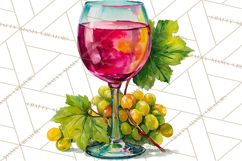 Watercolor Wine Clipart, Drinking Wine Png, Sublimation Product Image 2