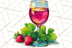 Watercolor Wine Clipart, Drinking Wine Png, Sublimation Product Image 3