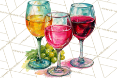 Watercolor Wine Clipart, Drinking Wine Png, Sublimation Product Image 4