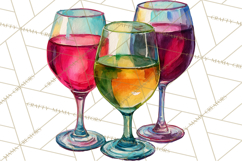 Watercolor Wine Clipart, Drinking Wine Png, Sublimation Product Image 5