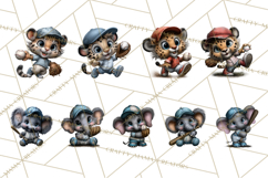 Safari Animals Playing Baseball Sports Clipart PNG Product Image 3