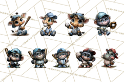 Safari Animals Playing Baseball Sports Clipart PNG Product Image 5