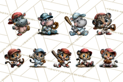 Safari Animals Playing Baseball Sports Clipart PNG Product Image 6