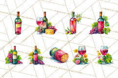 Watercolor Wine Clipart, Drinking Wine Png, Sublimation Product Image 8