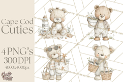 New England Coastal Teddy Bear Nautical Summer Clipart Product Image 1