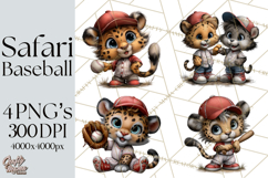 Safari Animals Playing Baseball Sports Clipart PNG Product Image 1
