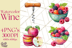 Watercolor Wine Clipart, Drinking Wine Png, Sublimation Product Image 1