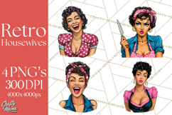 Vintage 1950s Housewife Clipart, Retro Woman Png Files Product Image 1