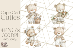 New England Coastal Teddy Bear Nautical Summer Clipart Product Image 1
