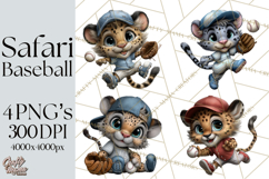 Safari Animals Playing Baseball Sports Clipart PNG Product Image 1