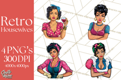 Vintage 1950s Housewife Clipart, Retro Woman Png Files Product Image 1