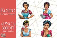 Vintage 1950s Housewife Clipart, Retro Woman Png Files Product Image 1