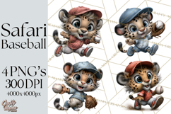 Safari Animals Playing Baseball Sports Clipart PNG Product Image 1