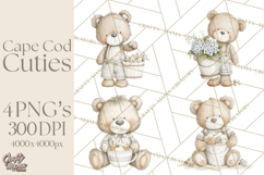 New England Coastal Teddy Bear Nautical Summer Clipart Product Image 1