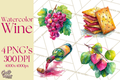 Watercolor Wine Clipart, Drinking Wine Png, Sublimation Product Image 1