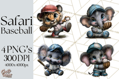 Safari Animals Playing Baseball Sports Clipart PNG Product Image 1