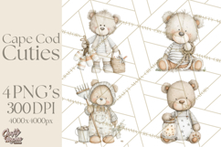 New England Coastal Teddy Bear Nautical Summer Clipart Product Image 1