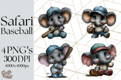 Safari Animals Playing Baseball Sports Clipart PNG Product Image 1