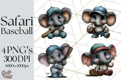 Safari Animals Playing Baseball Sports Clipart PNG Product Image 1