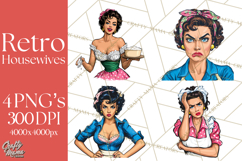 Vintage 1950s Housewife Clipart, Retro Woman Png Files Product Image 1