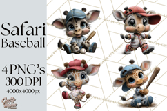 Safari Animals Playing Baseball Sports Clipart PNG Product Image 1