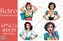Vintage 1950s Housewife Clipart, Retro Woman Png Files Product Image 1