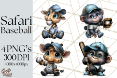 Safari Animals Playing Baseball Sports Clipart PNG Product Image 1