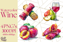 Watercolor Wine Clipart, Drinking Wine Png, Sublimation Product Image 1