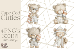 New England Coastal Teddy Bear Nautical Summer Clipart Product Image 1