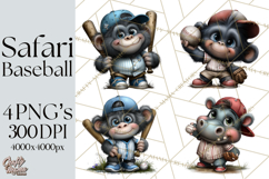 Safari Animals Playing Baseball Sports Clipart PNG Product Image 1