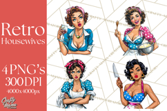 Vintage 1950s Housewife Clipart, Retro Woman Png Files Product Image 1