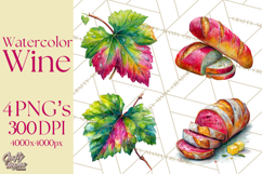 Watercolor Wine Clipart, Drinking Wine Png, Sublimation Product Image 1