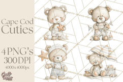 New England Coastal Teddy Bear Nautical Summer Clipart Product Image 1