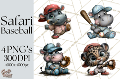Safari Animals Playing Baseball Sports Clipart PNG Product Image 1