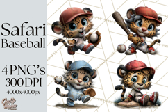 Safari Animals Playing Baseball Sports Clipart PNG Product Image 1
