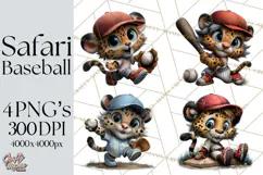 Safari Animals Playing Baseball Sports Clipart PNG Product Image 1