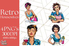 Vintage 1950s Housewife Clipart, Retro Woman Png Files Product Image 1