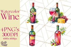 Watercolor Wine Clipart, Drinking Wine Png, Sublimation Product Image 1