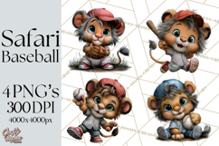 Safari Animals Playing Baseball Sports Clipart PNG Product Image 1