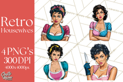 Vintage 1950s Housewife Clipart, Retro Woman Png Files Product Image 1
