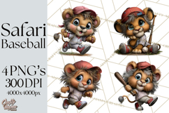 Safari Animals Playing Baseball Sports Clipart PNG Product Image 1