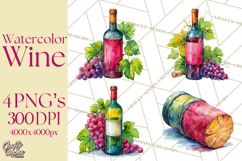 Watercolor Wine Clipart, Drinking Wine Png, Sublimation Product Image 1
