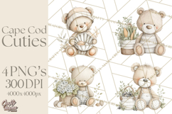 New England Coastal Teddy Bear Nautical Summer Clipart Product Image 1