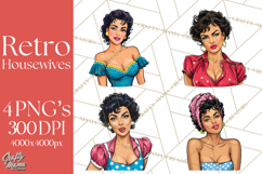 Vintage 1950s Housewife Clipart, Retro Woman Png Files Product Image 1