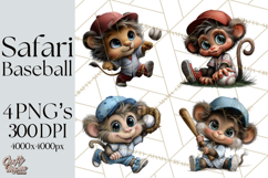 Safari Animals Playing Baseball Sports Clipart PNG Product Image 1