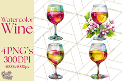 Watercolor Wine Clipart, Drinking Wine Png, Sublimation Product Image 1