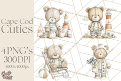 New England Coastal Teddy Bear Nautical Summer Clipart Product Image 1