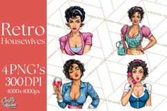 Vintage 1950s Housewife Clipart, Retro Woman Png Files Product Image 1