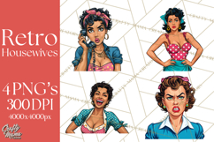 Vintage 1950s Housewife Clipart, Retro Woman Png Files Product Image 1