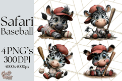 Safari Animals Playing Baseball Sports Clipart PNG Product Image 1